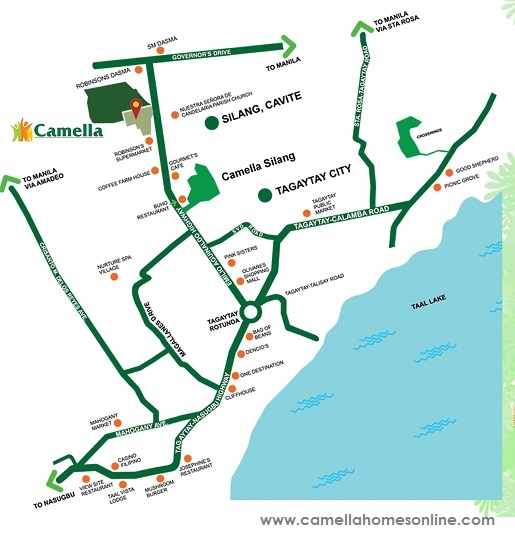 Vicinity Map Location Hanna Downhill - Camella Alta Silang | Crown Asia Prime House for Sale Silang Cavite